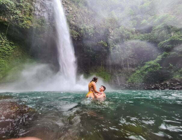 happy couple in a river